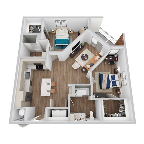 Floor plan for 2 beds, 2 baths, 1181 sqft